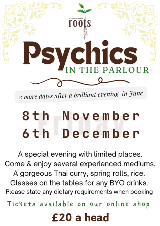 Psychics in the Parlour, Friday 8th November 7pm