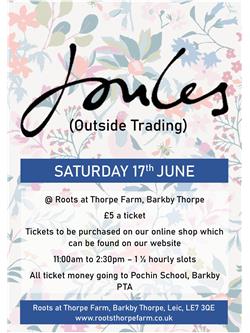 Joules Second Sale 11:00-12:30 - Saturday 17th June
