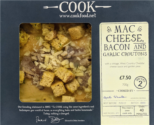 Mac Cheese & Bacon & Garlic Croutons - 2 Portion